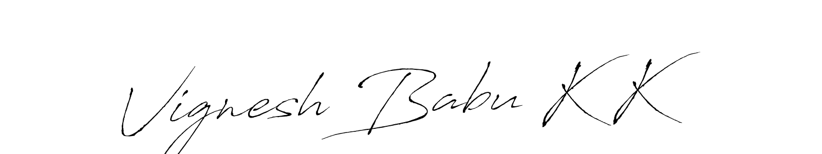 Use a signature maker to create a handwritten signature online. With this signature software, you can design (Antro_Vectra) your own signature for name Vignesh Babu K K. Vignesh Babu K K signature style 6 images and pictures png